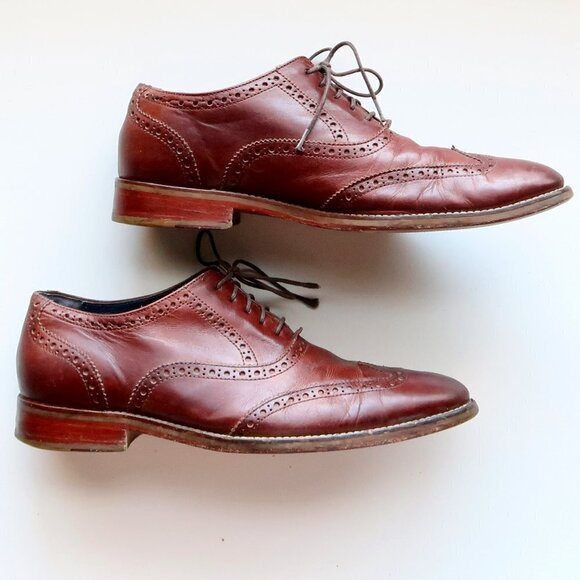 Cole Haan Men\'s Brown Leather Classic Wingtip Oxford Lace Up Shoes Size 9 main image 4